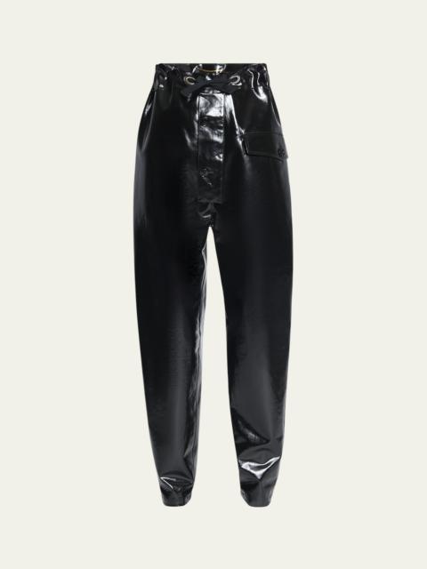 Vinyl Cinched High Waisted Drawstring Pants