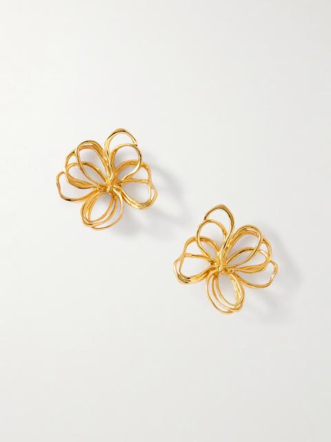Oscar de la Renta Threaded Flower Gold-tone Earrings