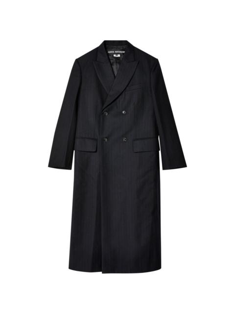 pinstriped wool double-breasted coat