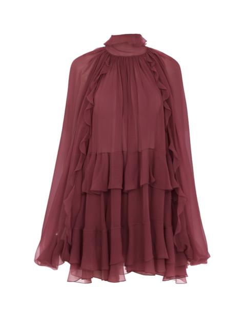 Chloé MINI CAPE DRESS IN SILK MOUSSELINE