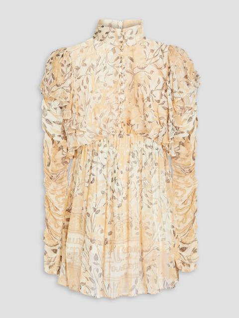 Zimmermann Ruched printed crepon blouse