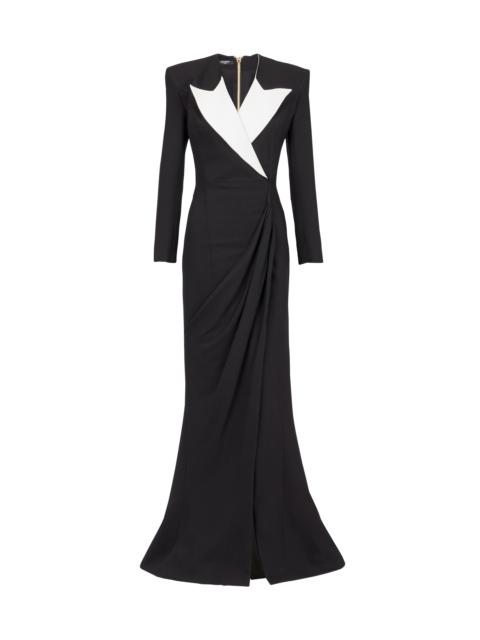 Balmain Structured Crepe Long Dress