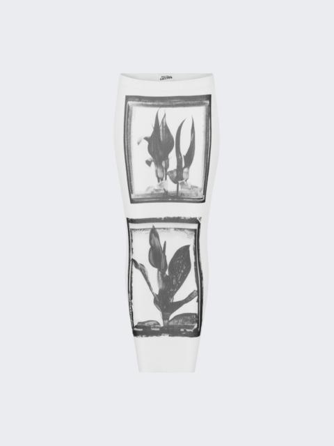 Jean Paul Gaultier Flowers Cadres Mesh Long Skirt White
