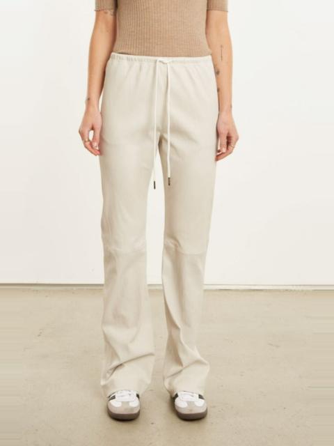 SPRWMN CHALK LEATHER STRAIGHT LEG PANTS
