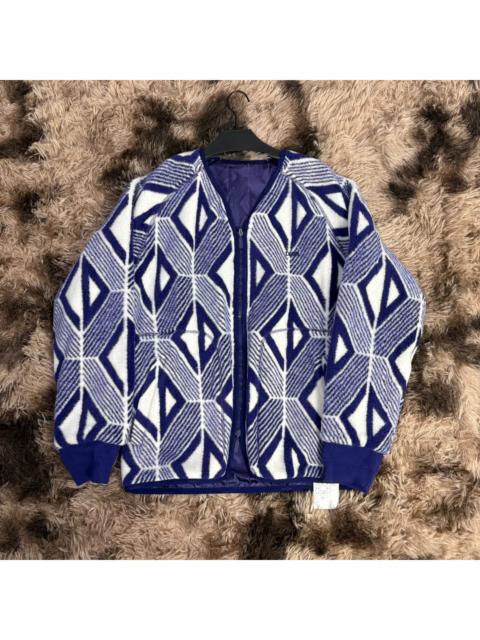 Dior DIOR FW22 Wool Jacquard Striped Reversible Jacket with Metal Logo - Blue