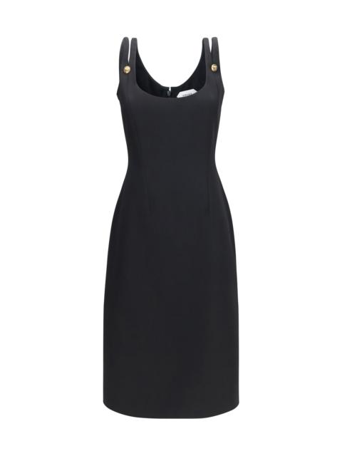 VERSACE Versace Midi Grain De Poudre Wool Dress Black