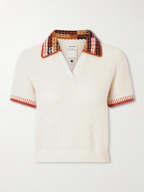ESCVDO Lauri Crocheted Cotton Polo Shirt