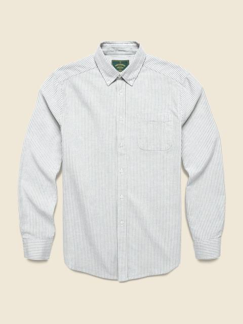 Portuguese Flannel Belavista Brushed Oxford Shirt - Green Stripe