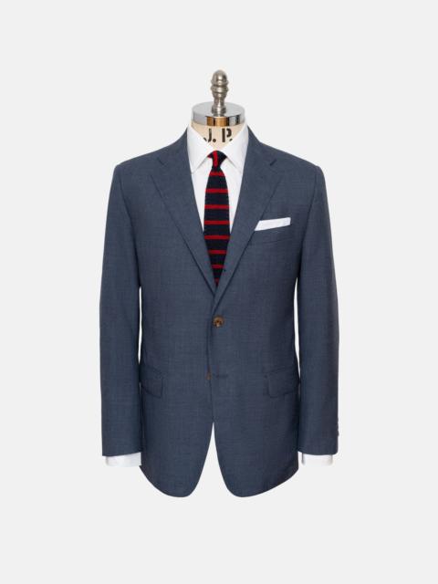 J. PRESS MADE-IN-USA FOX BROTHERS CHAR BLUE SOLID SUIT
