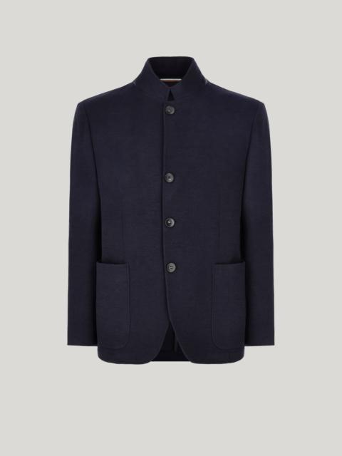 Canali NAVY BLUE WOOL AND COTTON JACKET