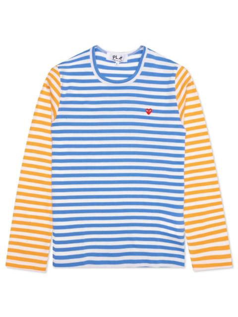 Comme des Garçons PLAY WOMEN'S BI-COLOR STRIPE T-SHIRT - BLUE/YELLOW