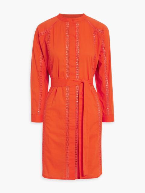 MELISSA ODABASH Emily crochet-trimmed cotton mini shirt dress