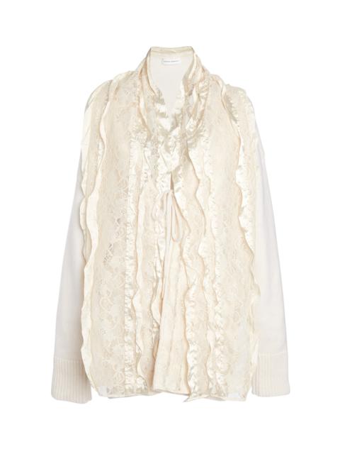 NICCOLÒ PASQUALETTI Centrino Lace-Paneled Cashmere-Blend Cardigan off-white