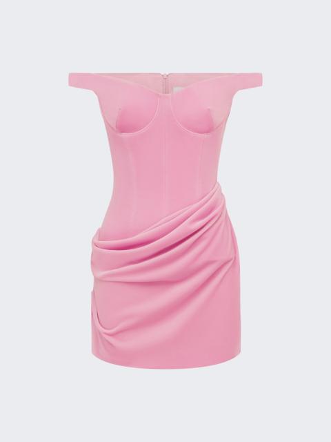 ALEX PERRY Off-the-shoulder Velvet Draped Mini Dress Peony