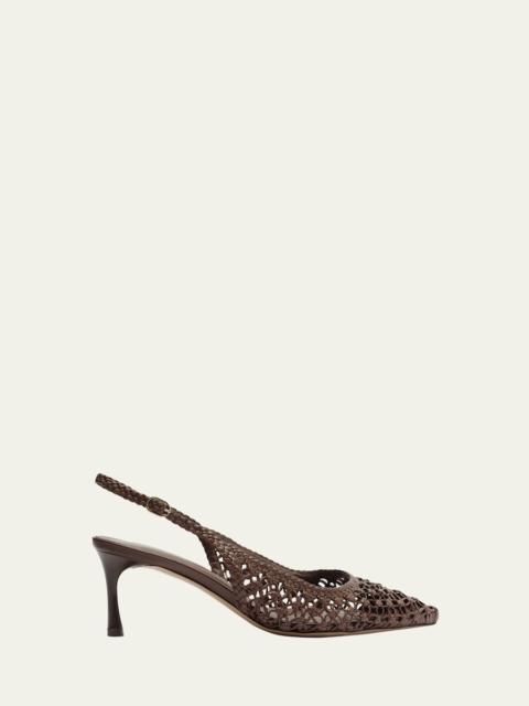 ALEXANDRE BIRMAN Jane Woven Leather Slingback Pumps