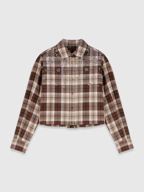 maje Rhinestone checked shirt