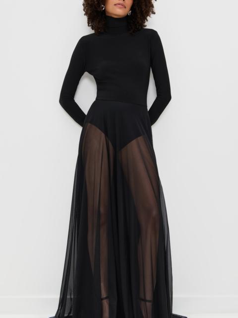 NORMA KAMALI Long Sleeve Turtleneck Flared Gown