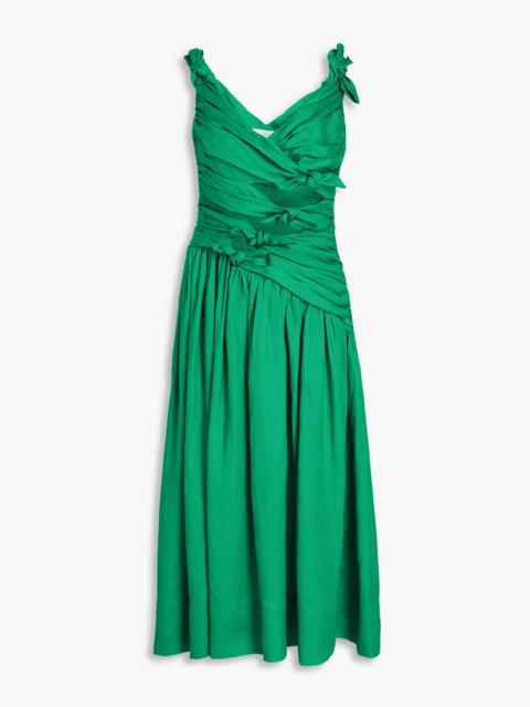 Zimmermann Cutout knotted linen midi dress