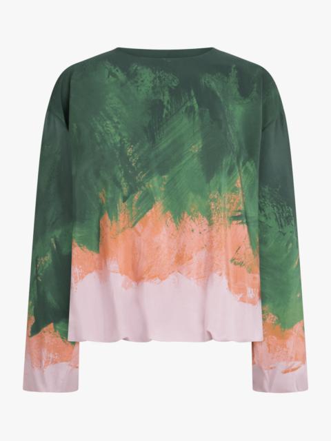 Dries Van Noten CAPO ABSTRACT PRINT L/S TOP | GREEN/PINK/ORANGE