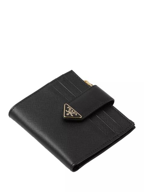 Prada Small Saffiano And Smooth Leather Wallet