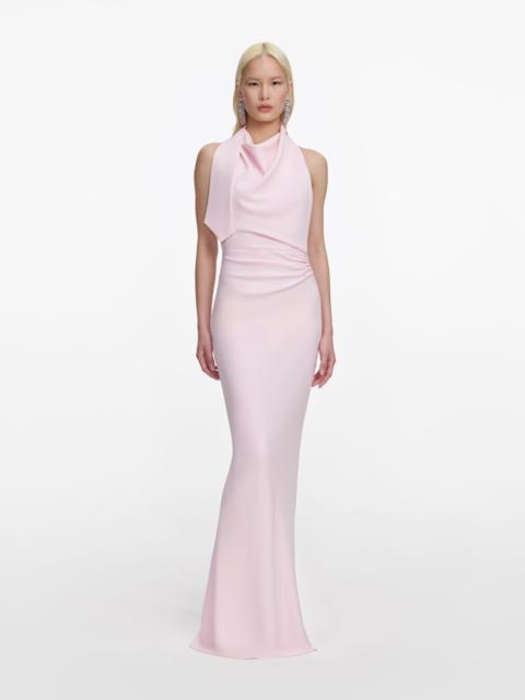 self-portrait Pink Crepe Halter Neck Maxi Dress