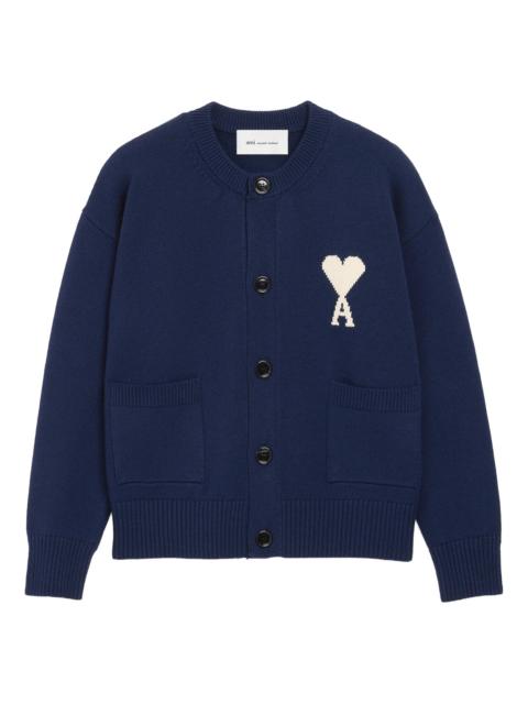 AMI Paris Ami Paris Ami De Coeur Intarsia Crewneck Cardigan