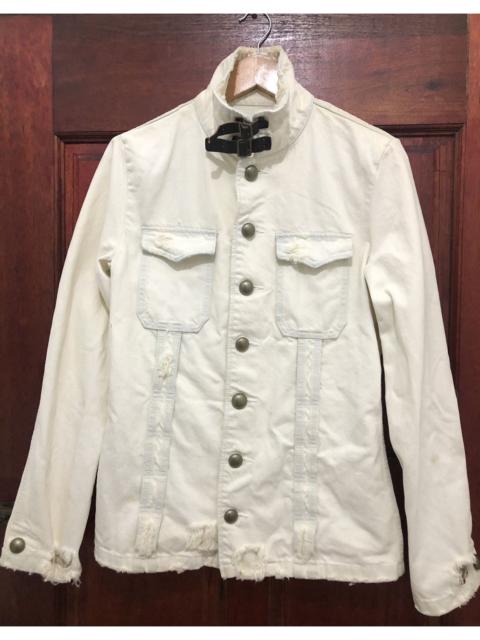 PPFM PPFM DENIM BONDAGE JACKET BUTTON UP RARE DESIGN DISTRESSED