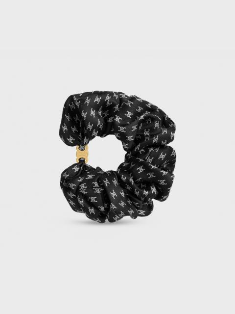 CELINE Celine Mini Triomphe Scrunchy in silk and Brass with Gold Finish