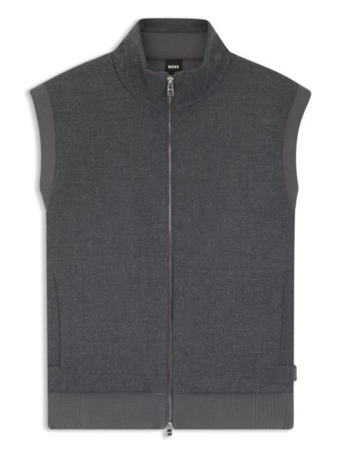 BOSS FLANNEL GILET WITH RIBBED TRIMS
