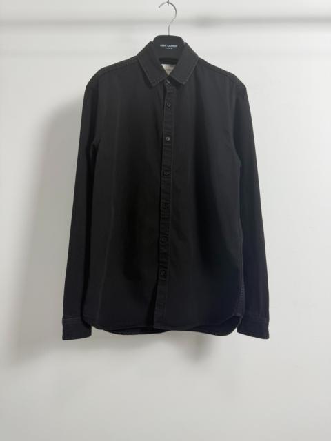 SAINT LAURENT Saint Laurent Slp24fw Embroidered Logo Black Denim Shirt