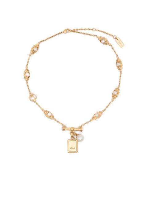 Chloé Brass & Resin Pearls Chocker Necklace