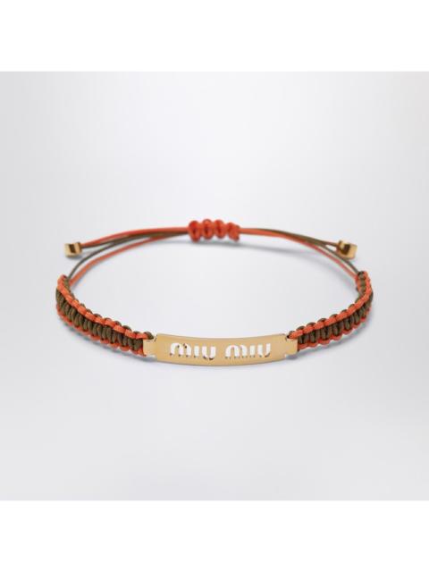 Miu Miu Miu Miu Olive Green/Orange Braided Cord Bracelet Women