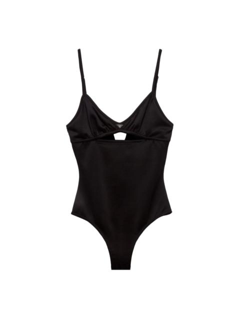 Prada triangle-logo cut-out swimsuit
