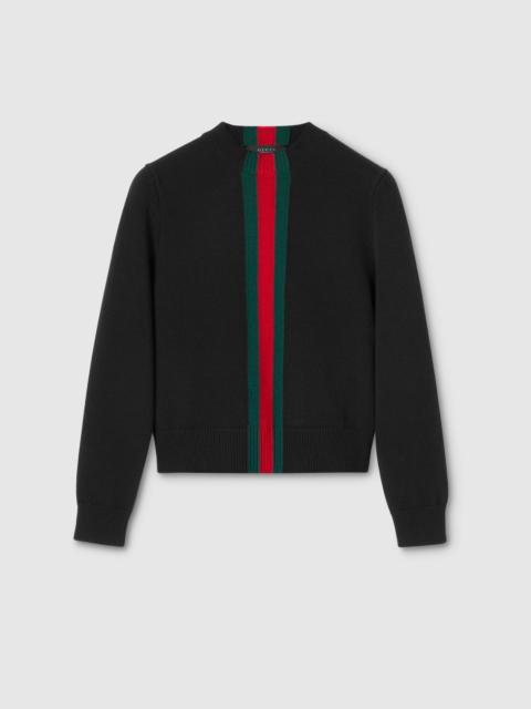 GUCCI Fine knit wool sweater with Web