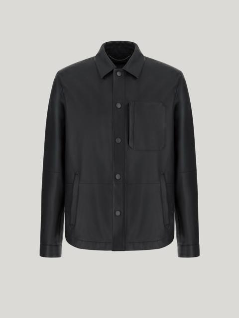 Canali BLUE NAPPA LEATHER OVERSHIRT