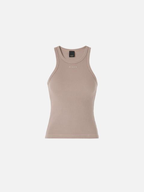 PINKO RIBBED VEST TOP WITH PINKO LOGO