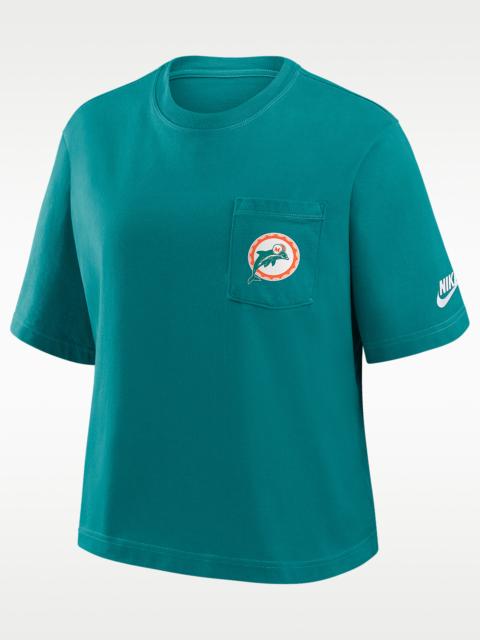 Nike Miami Dolphins Rewind Pocket Boxy Women's Nike NFL T-Shirt