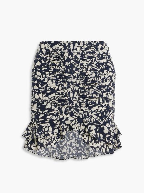 Isabel Marant Milendi ruffled printed stretch-silk mini skirt