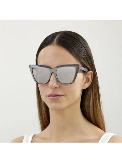 BALENCIAGA SALE! NEW Balenciaga BB0046S 006 Silver Gray Mirrored  Cat Eye Women Sunglasses