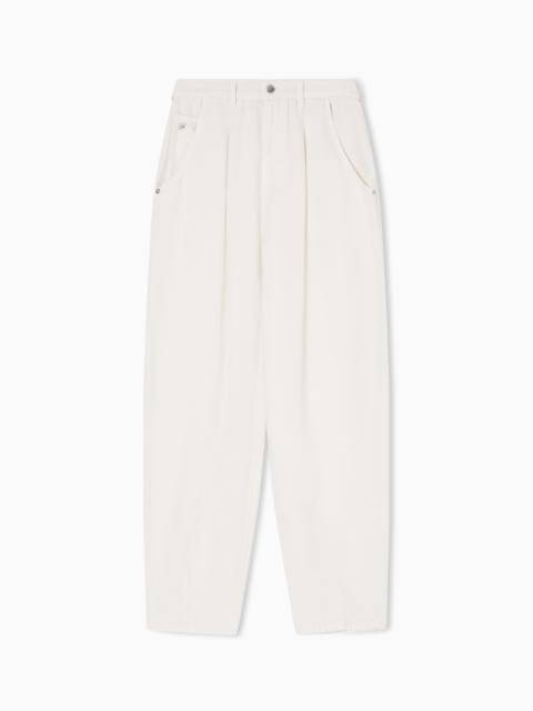 EMPORIO ARMANI J8H RELAXED-FIT GARMENT-DYED LYOCELL TROUSERS