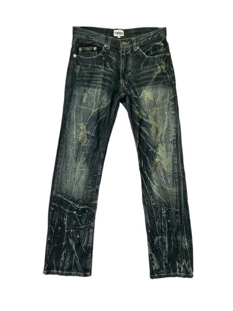 Other Designers Archival Clothing - NYLAUS JEANS Acid Wash Paint Splash Distressed Jeans