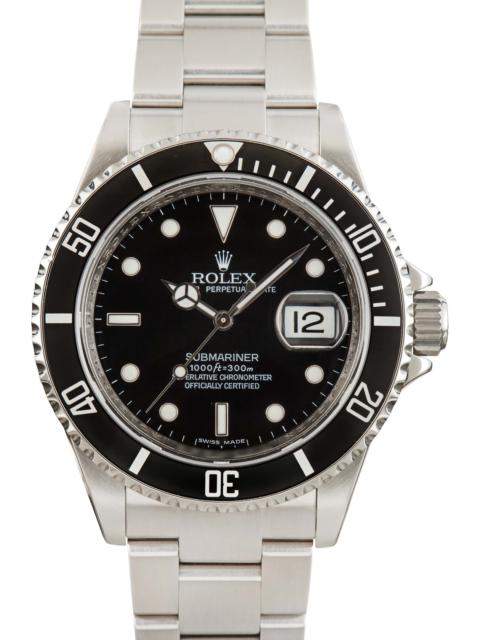 Pre-owned Rolex Submariner Ref 16610T No Holes Case