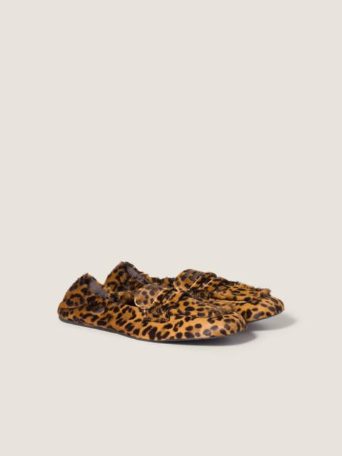Miu Miu Ruches printed leather loafers