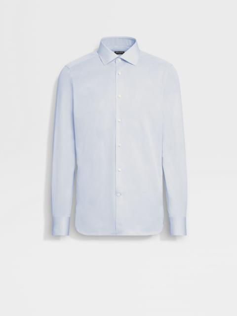ZEGNA LIGHT BLUE MICRO-STRIPED TRECAPI COTTON SHIRT