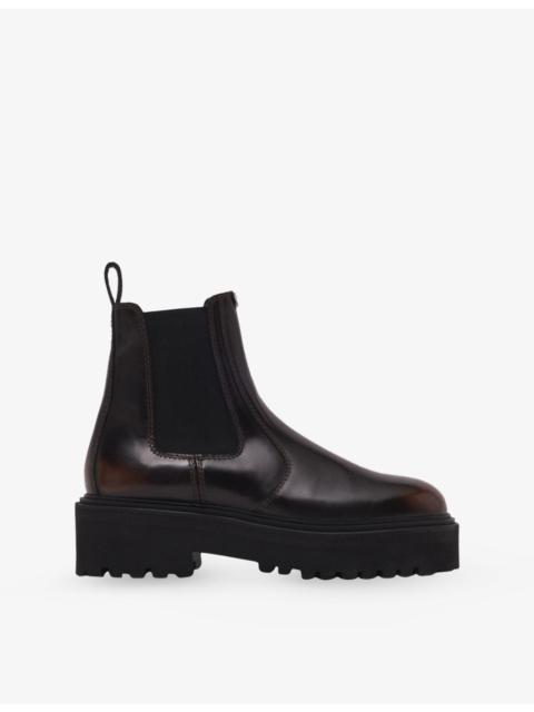 maje Branded Leather Chelsea Boots