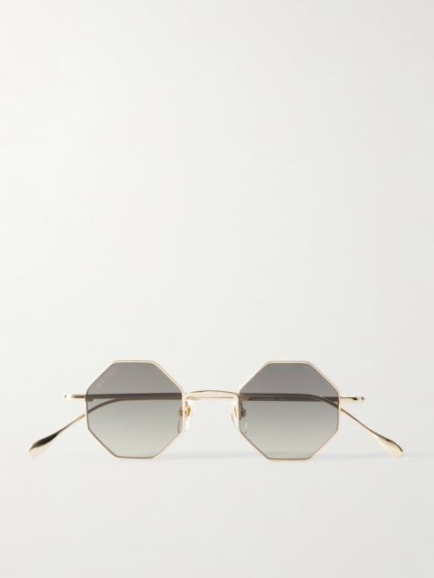 GUCCI Hexagon-frame Gold-tone Sunglasses