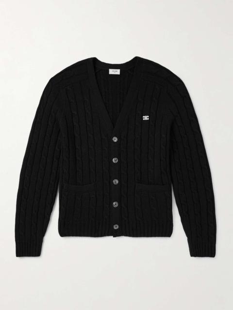 Logo-Embroidered Cable-Knit Cashmere Cardigan