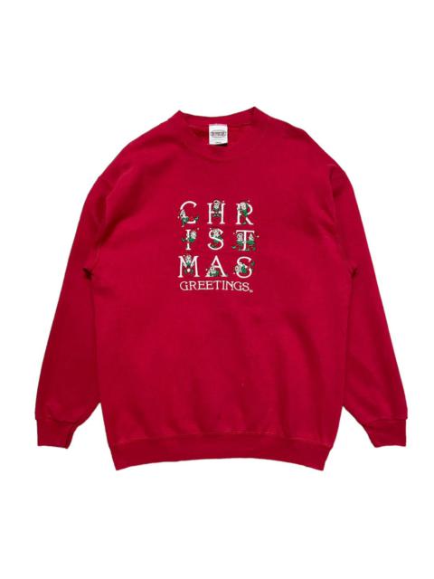 Other Designers Vintage Christmas Greetings Embroidered Sweatshirt