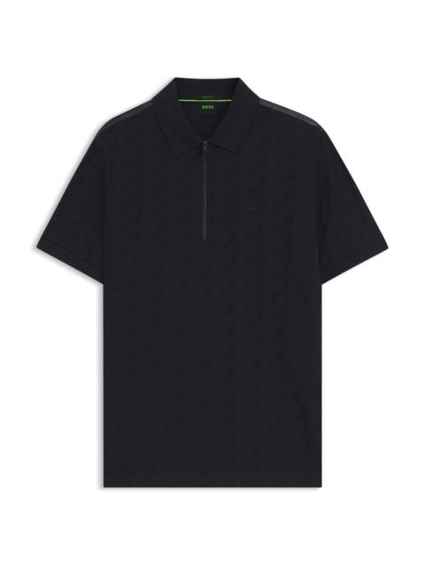 BOSS MERCERISED-COTTON POLO SHIRT WITH JACQUARD PATTERN