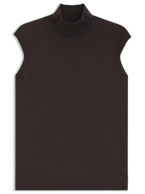 BOSS SLEEVELESS TOP IN MERINO WOOL WITH MOCK NECK